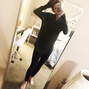 Cowl neck army green tunic